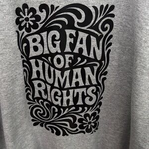 Gray Sweatshirt with Black Human Rights Graphic
